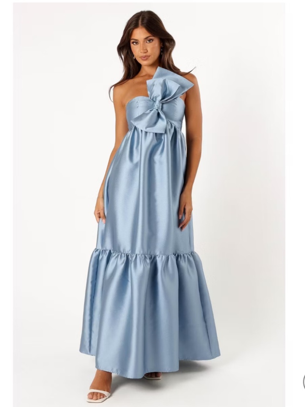 Petal & Pup Womens Betina Bow Front Maxi Dress Sz Med NWT Blue Formal Wedding